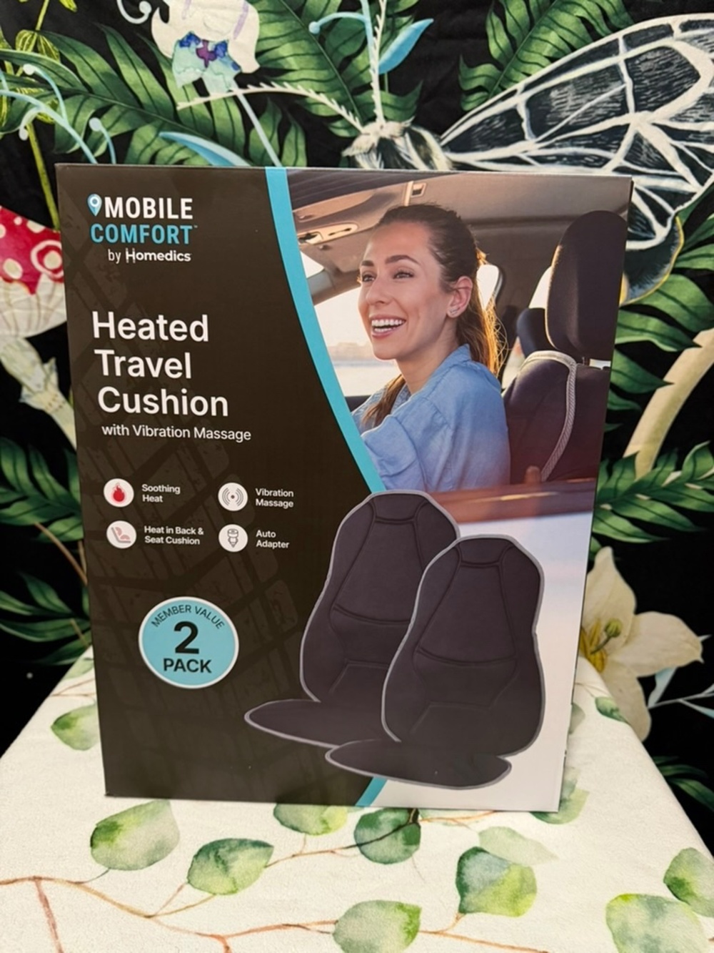 Homedics Mobile Comfort Heated Travel Cushion Set - Black